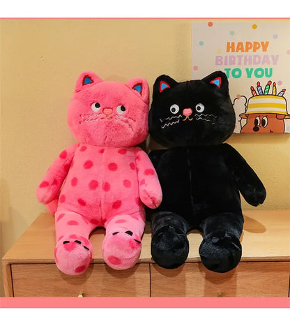 Cute Polka Dot Cat Plushie Doll Internet Famous Plush Toy Cat Doll Pillow Cushion for Girls Sleeping Gift Charming Skin-Friendly