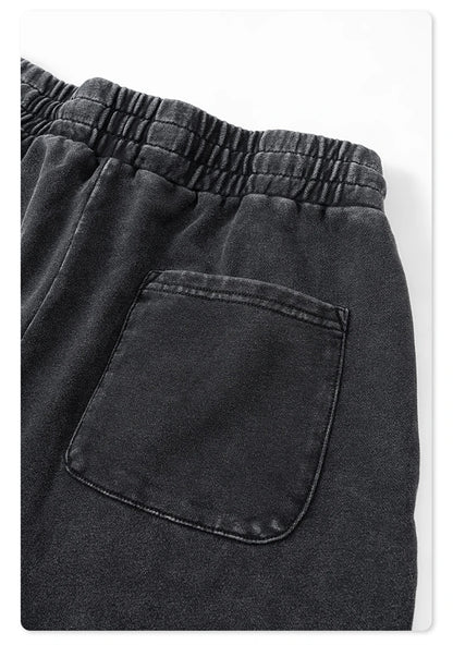 ZODF Retro Men Autumn Washed 380gsm Cotton Unisex High Street Oversized Solid Sport Straight Pants HY0885