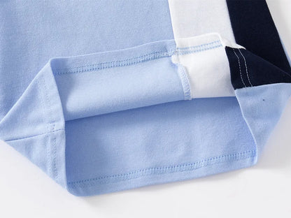 80-130cm Kids Polo Shirts 3 to 4 Year Boy Clothes Cotton Short Sleeve Children's Shirt Blue Dino Bunny Print Tops Summer T-shirt