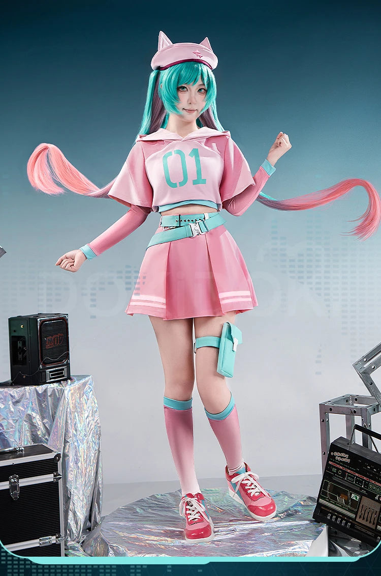 IN STOCK MIKUU Cosplay Costume【XS-2XL】DokiDoki-R Mikku Cosplay Women Cute Pink Short Dress Mikuu Plus Size