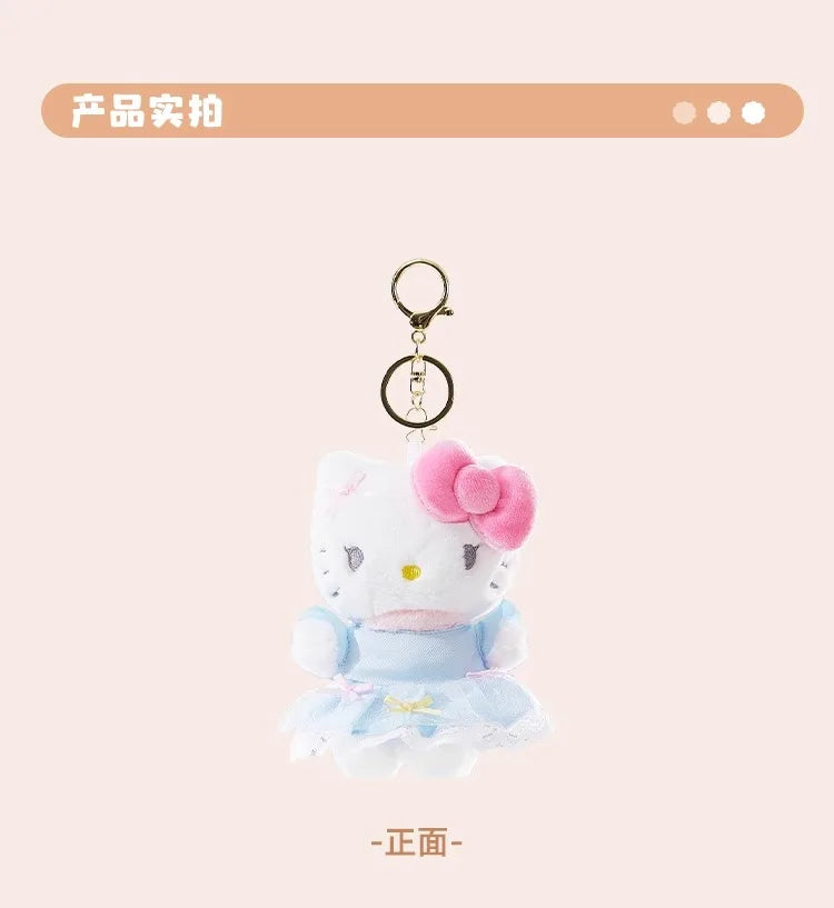Genuine Sanrio Hello Kitty Cute Girl Keychain Car School bag Pendant Kids Plush Toys Keyring Plushier Birthday Christmas Gift