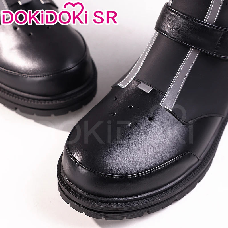 IN STOCK Rover Qiuyuan Cosplay Shoes Game Wuthering Waves DokiDoki-SR Black Leather Shoes Rover Cosplay Men Christmas Long Boots