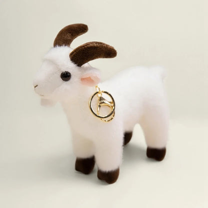 Cute Goat Plush Toy Bag Pendant Keychain Accessories Kawaii Sheep Cartoon Stuffed Animal Doll Kid Birthday Xmas Gift