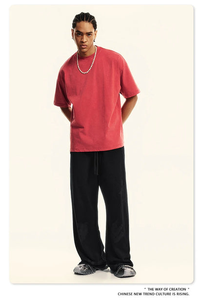 ZODF Vintage 2024 Summer Men Washed Solid 230gsm T-Shirts Unisex Ripped Breathable Quick Dry Cooling Feeling T Shirt Tees HY0801