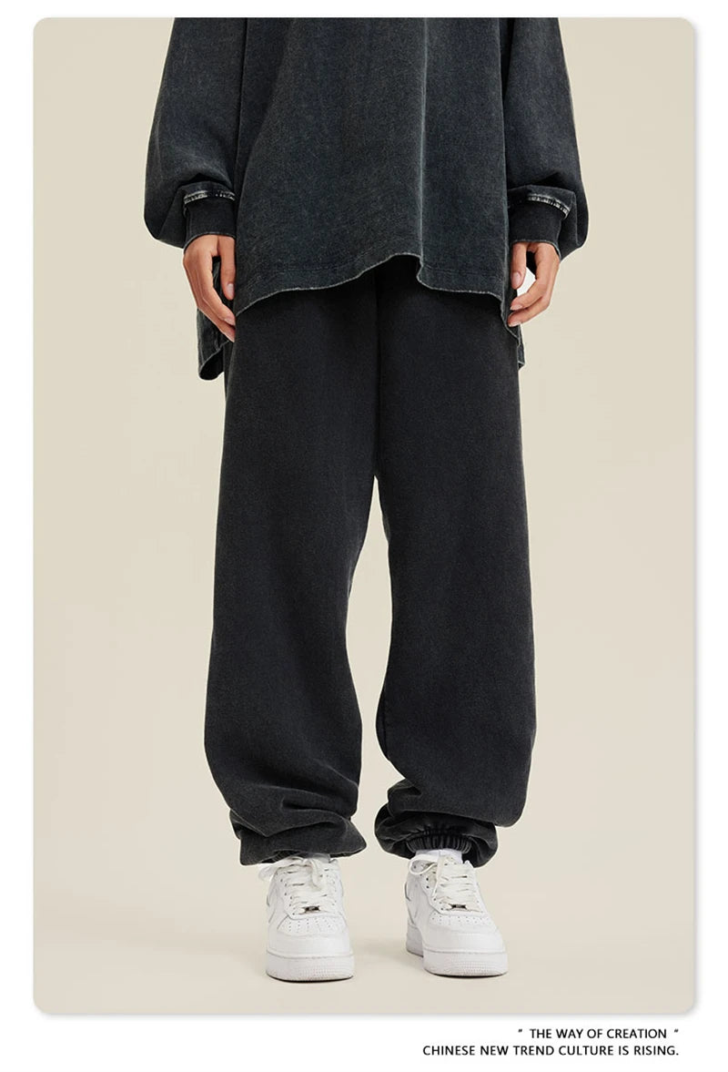 ZODF 2025 Autumn Winter Men’s Washed Fleece Sweatpants 355gsm Loose Retro Joggers Streetwear HY0653