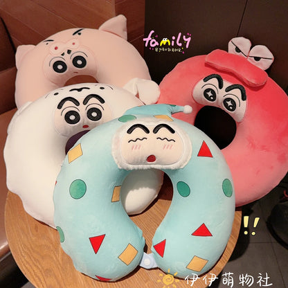 Memory Foam Cartoon Crayon Shin Chan U-shaped Pillow Travel Portable Neck Pillow Office Slow Rebound Napping Pillow Washable