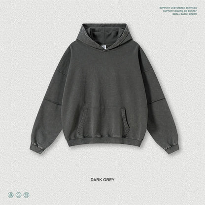 ZODF Vintage 2025 Autumn 370gsm Fake 2-Piece Hoodies For Man Unisex Washed Fire Snowflake Hooded Pullovers Terry Coats HY1108