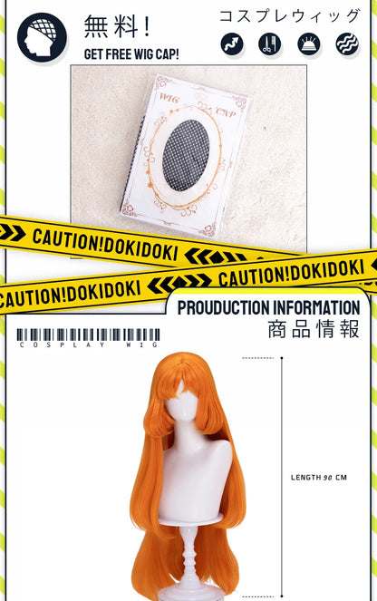 IN STOCK Rodion Ishmael Hong Lu Cosplay Wig Game DokiDoki Women Men 90cm Orange Black Long Hair Ishmael Cosplay Free Wig Cap