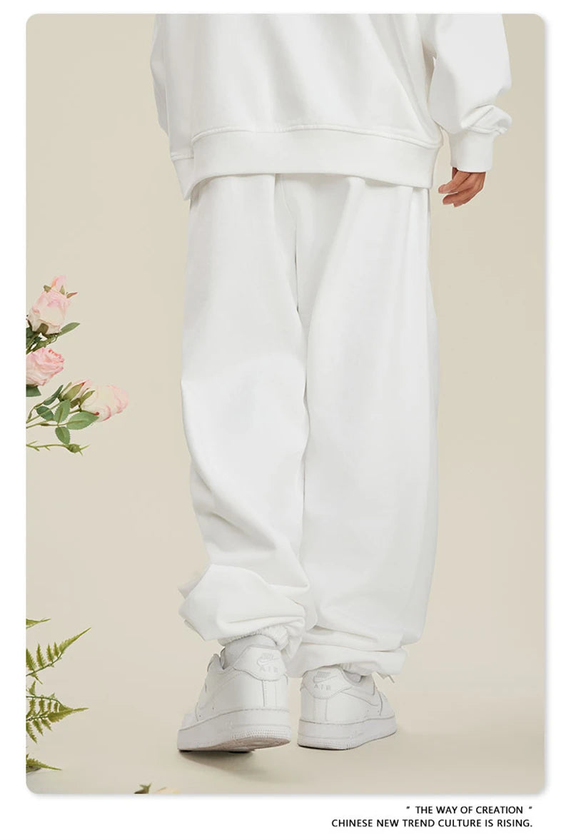 ZODF New Men Heavy Weight 440gsm Solid Sweatpants Unisex Loose Basic Casual Comfortable Sport Pants Joggers Streetwears HY0628