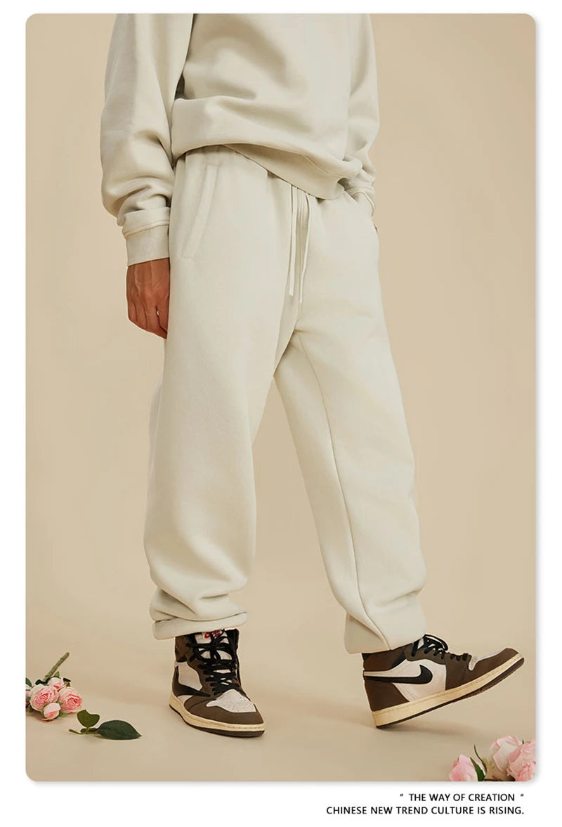 ZODF 2025 Autumn Winter Men’s Washed Fleece Sweatpants 355gsm Loose Retro Joggers Streetwear HY0653