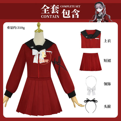 iCoser The Hundred Line Kako Tsukumo Cosplay Costume Red Sailor Suit Skirt Hairband Last Defense Academy Halloween Women Girls