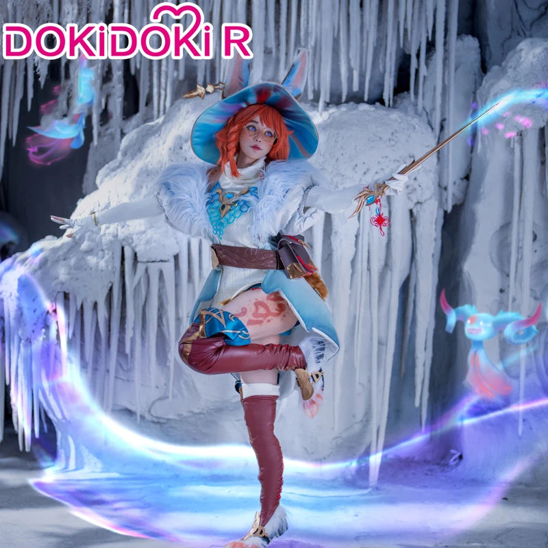 IN STOCK Auroraa Kaynn Cosplay Costume Game Cosplay DokiDoki-R Women Auroraa Witch Costume Mace Hat Ears Props