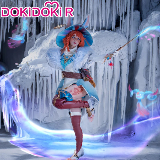 IN STOCK Auroraa Kaynn Cosplay Costume Game Cosplay DokiDoki-R Women Auroraa Witch Costume Mace Hat Ears Props