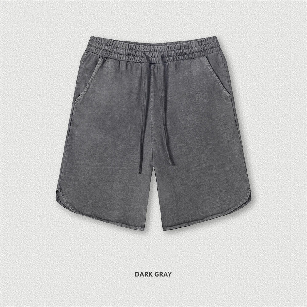 ZODF New 2024 Men Washed Plush Cotton Shorts Unisex Couple Loose 358gsm Distressed Comfortable Short Pants Streetwears HY0807