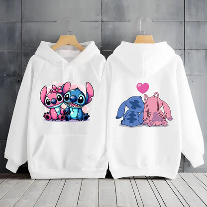 New Women's Jacket Scene Clothing 2000s MINISO Brand Clothing Disney Lilo & Stitch Hood Hoodie Anime Cute Winter Warm Sweatshirt