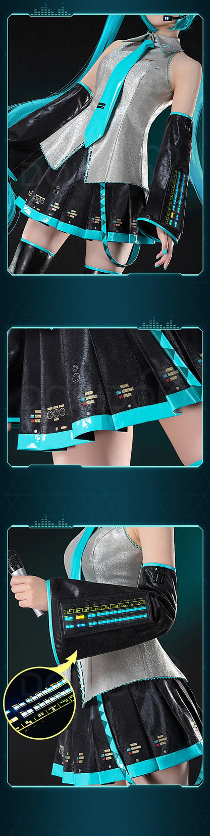 IN STOCK MIKUU Cosplay Costume Game Cosplay 【S-2XL】DokiDoki-R Mikku Cosplay Women Cute Costume MIKUU LED Costume Plus Size