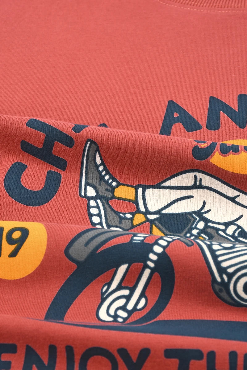 Summer New American Retro Short-sleeved O-neck Motorcycle Printed T-shirt Men's Fashion 100% Cotton Washed Casual Sport Tops