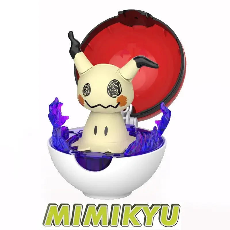 Original Pokemon Figure Pikachu Piplup Cubone Mimikyu Jigglypuff Cute Anime Ornament Pokeball Deforme Figurine Children Toy Gift