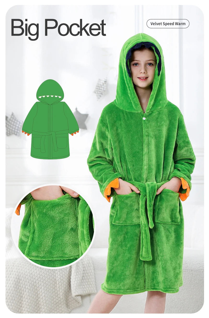Kids Bath Robe Boys Clothes 2025 Winter Pajamas Warm Child Loungewear Toddler Girls Bathrobe 3 to 4 5 6 7 8 9 10 11 12 13 Years