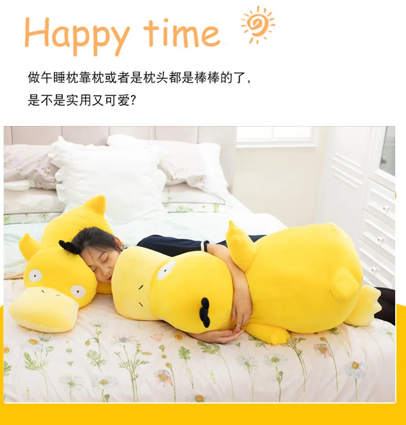 Super Big Size 100cm Pokemon Psyduck Plush Toy Soft Yellow Duck Doll Stuffed Animal Plush Toy Gift for Girlfriend Present Pillow