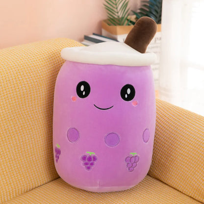 Bubble Tea Boba Plushie Kawaii Room Decor Plush Toy Stuffed Ice Cream Food Milk Tea Soft Hug Cushion Birthday Gift for Kids