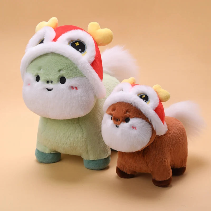 22cm Cartoon Cute Horse Plush Toy Sunflower Lion Dance Decorative Pony Plushies Soft Doll Kawaii Lunar New Year Gift