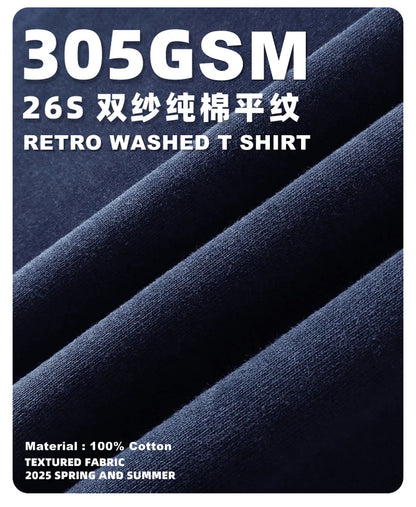 ZODF Retro Summer Men Washed 100% Cotton T-Shirts Unisex High Street Oversized Distressed Broken Neck T Shirt Brand Tees HY1050