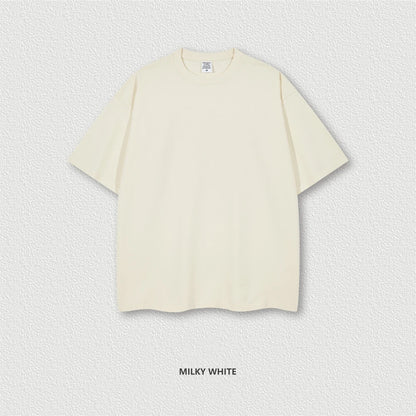 ZODF Trendy Summer 260gsm Cotton Oversized T Shirts For Men Unisex Male Kanye West High Street Solid Tees Brand Tops HY0122