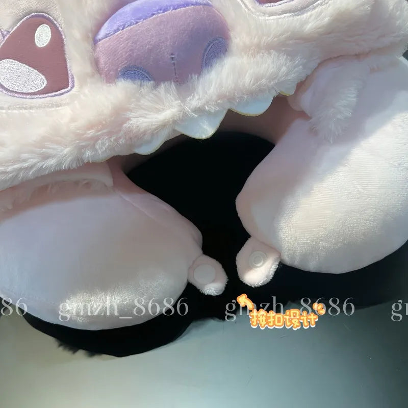 Cartoon Angel Travel Neck Pillow Car Neck Hooded Pillow U-Shaped Portable Blackout Nap Pillow Adjustable Traveling Neck Pillow