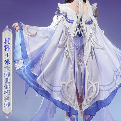 Genshin Impact Columbina Cosplay Costume Wig The Damselette Dress Eye Mask Headwear Metal Props Eleven Fatui Harbingers Women