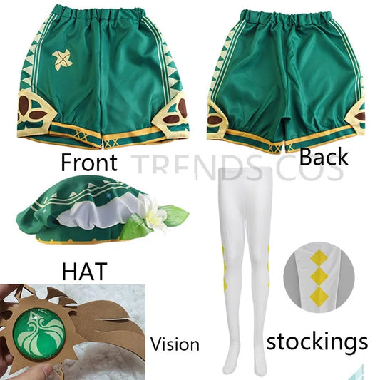 Genshin Impact Venti Cosplay Costume Set Adult Cotton Polyester