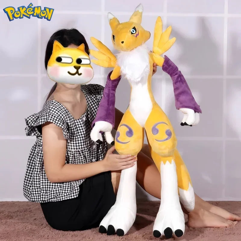 80CM Big Size Pokémon Renamon Plushies Cartoon Anime Stuffed Pillow Comfortable Soft Doll Cushion Children Toy Peluche Gift