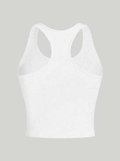 3 Piece Women’s Yoga Vest Set Seamless Racerback Crop Tops Rib Knit Breathable Workout Tank Top
