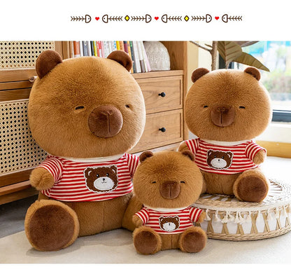 New black striped hoodie dolphin plush toy dress up Capibala sofa decoration room children's birthday Christmas surprise gift