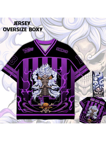 53 Jersey One Piece Sun God Nika Anime Y2k Korean Style Baseball Hockey T-shirt Fashion Streetwear Anime Daily Unisex Tops Tees