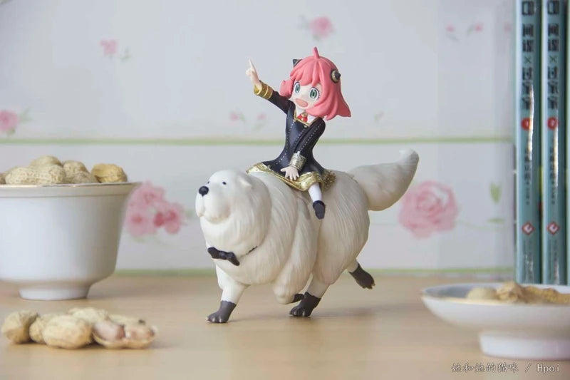 14cm SPY×FAMILY Anya Anime Figure Bond Anya Forger Action Figures Kawaii Girl Riding Dog Figurine PVC Collection Model Doll Toy