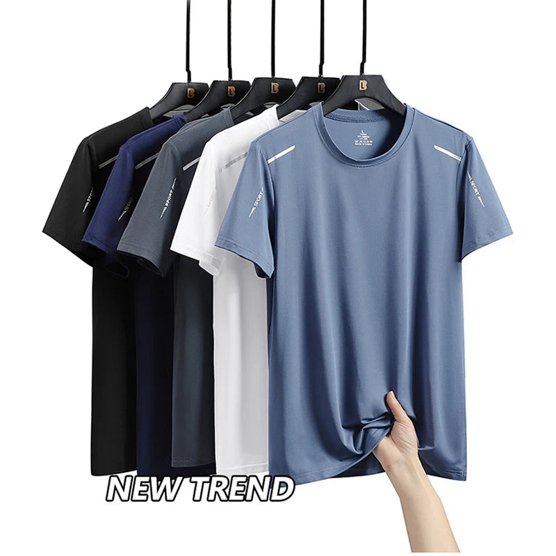 Chrlck Men’s Quick Drying Breathable Running T-Shirt Soft Elastic Outdoor Sports Shirt Summer