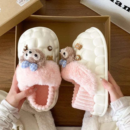 Disney Shelliemay Detachable Cotton Shoes Eva Thick Bottom With Velvet For Outer Wear, Warm And Waterproof Adult Cotton Dragging