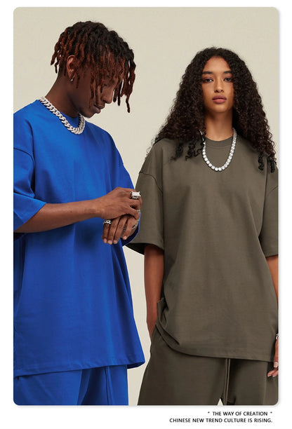 ZODF New 2025 Heavy Weight 305gsm Solid Cotton T Shirts For Men Unisex Summer Oversized Noshrink Basic T-Shirt Brand Tops HY0475