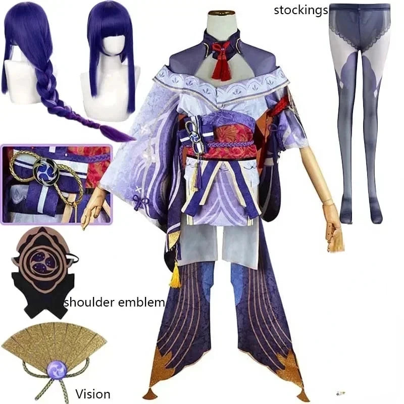 Genshin Impact Raiden Shogun Baal Costume Set Cotton Polyester