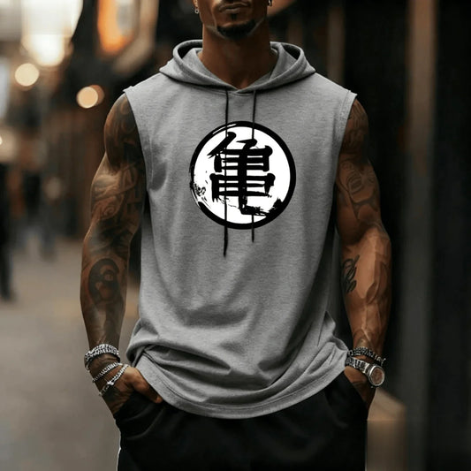 Dragon Ball Z Anime Graphic Print Men's Sleeveless Hoodie Streetwear Muscle Tank Top Summer Casual Hooded Gym Vest Fitness Wear
