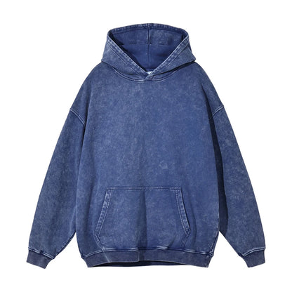ZODF Autumn Winter Men 420gsm Heavyweight Washed Cotton Hoodie Streetwear Sweatshirt HY0307 - Blue / XL / China Mainland