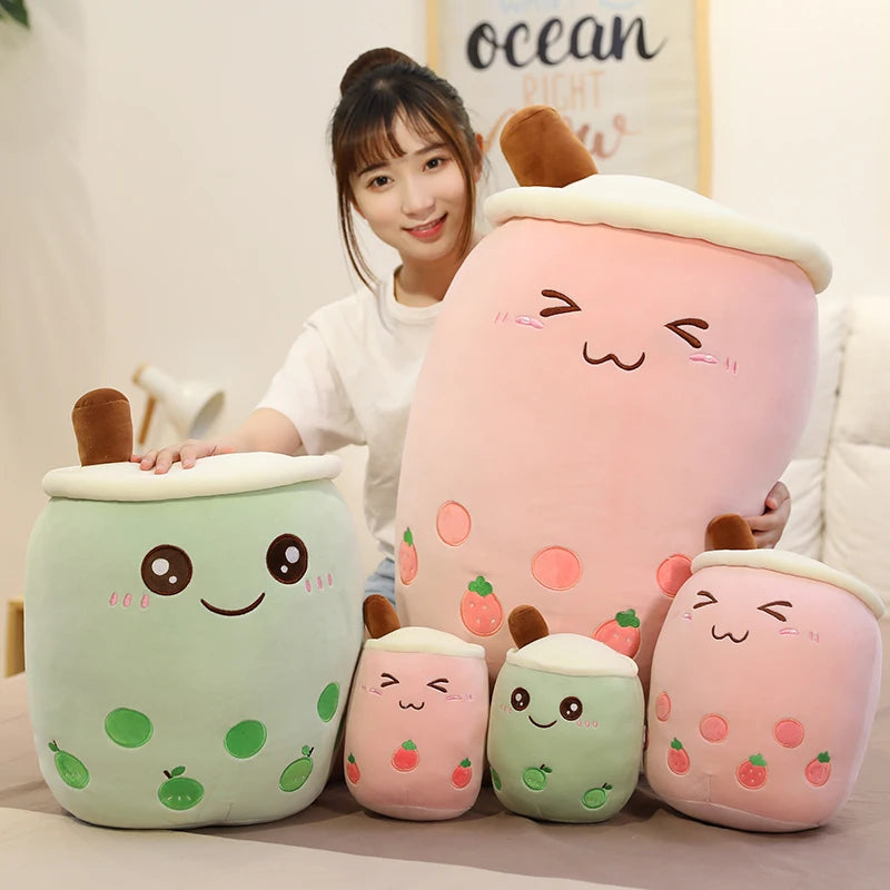 24/50cm Kawaii Family Milk Bubble Tea Cup Plush Toy Cute Animal Peluche Fruits Flavor Drink Shaped Hug Pillow Kids Home Decor