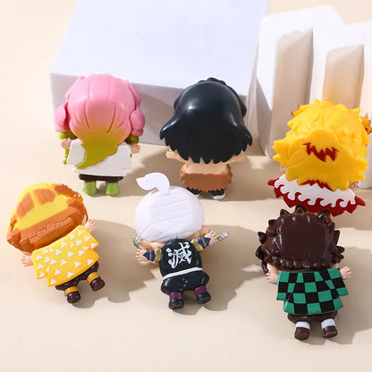 1Set Demon Slayer Anime Figure Kamado Tanjirou Agatsuma Zenitsu Inosuke Doll Toys Kyoujurou Belly Filling Ornaments Tengen