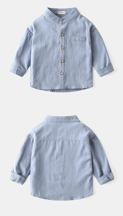 Baby Clothes Boys Shirts Buttons Soft Cotton Fall Kids Blouse Boutique Infantil 1 to 2 3 4 5 6 Yrs Casual White Blue Yellow Tops