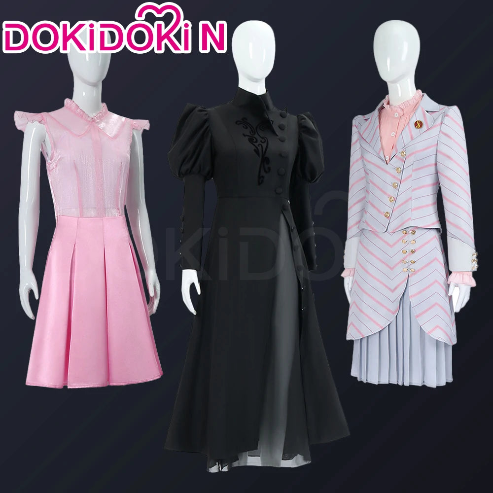 Glinda Elphaba Cosplay Costume Wicked Cosplay【XS-3XL】DokiDoki-N Women Black Pink Dress Glinda Cosplay School Uniform Plus Size