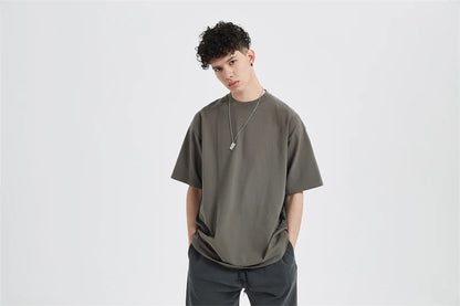 ZODF Fashion Spring Summer Washed Solid T Shirts For Men Loose Unisex 310gsm Cotton Heavy Weight T-Shirt Brand Tops HY0064