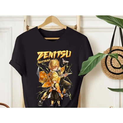Anime ‌‌‌‌‌‌‌‌Zenitsu Agatsuma Demon Slayer T Shirt Summer Cotton Men Women Streetwear Casual Trendy Short Sleeve Couple Hip Hop