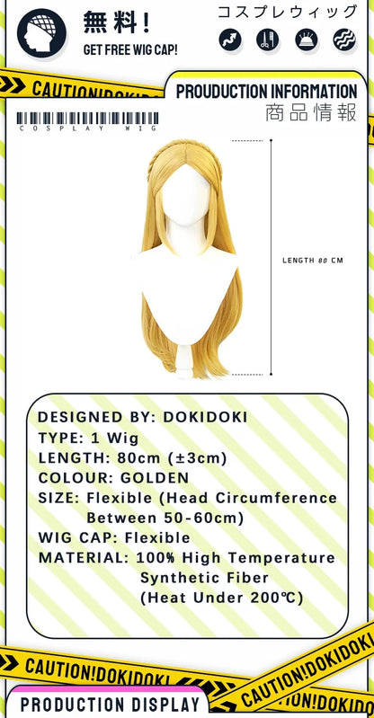 IN STOCK Princess Wig Game Cosplay DokiDoki Wig Women Cartoon Long Short Yellow Linkk Princess Cosplay Hair Free Cap Wig