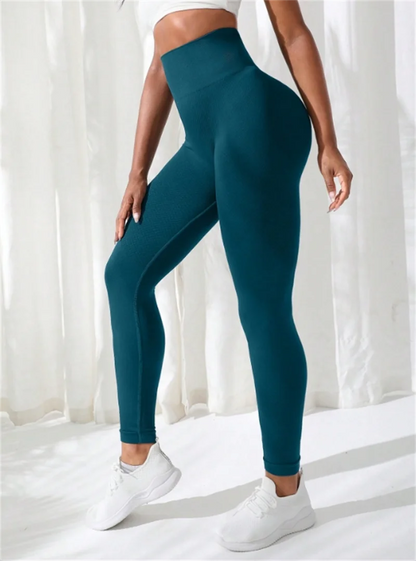 The Codex Women’s High Waist Seamless Gym Yoga Leggings Stretchy Athletic Fitness Pants - Sea Blue / M
